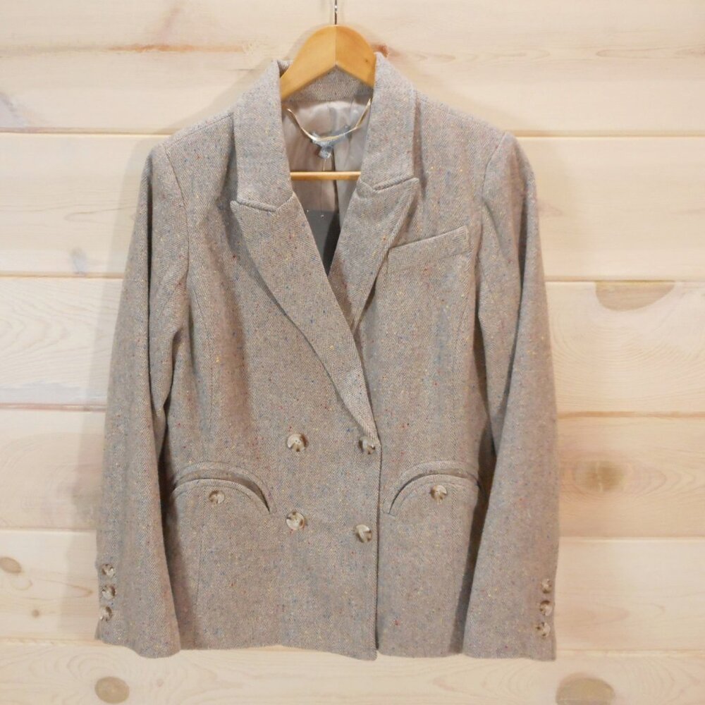 NWT Wit & Wisdom from Nordstroms M Blazer Jacket Taupe Neutral Herringbone Lined